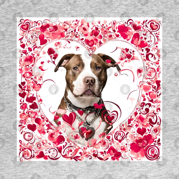 Pitbull Be Mine Valentine by Doodle and Things